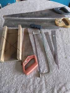 lot 232 image: Lot of Hand Saws and Mitre Box