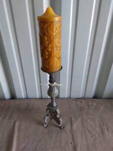 lot 31 image: Decorative Cast Iron Candle Holder with Candle