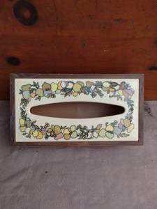 lot 58 image: Vintage Vistron Plastic Tissue Holder with Flower Pattern