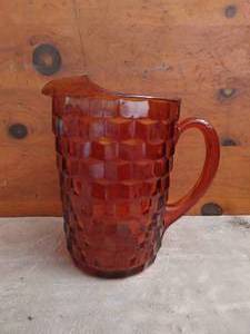 lot 69 image: Vintage Amber Indiana Glass Faceted Pitcher