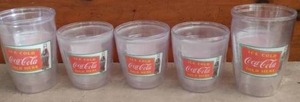 lot 79 image: Selection of 5 Ice Cold Coca Cola Cups--2 medium and 3 small