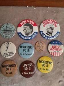 lot 95 image: Lot of Vintage Pin Back Buttons--Some are political