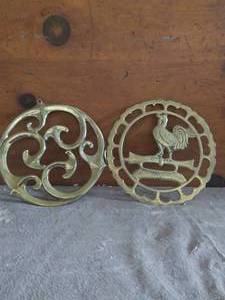 lot 105 image: 2 Brass Trivets---Check these out