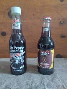 lot 108 image: 2 Unopened Dr. Pepper Bottles--2015 North Texas National Championship and Frisco Rough Riders 2003 Opening Day