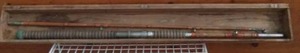 lot 147 image: Antique Japanese Made Bamboo Fishing Pole with Original Box--Box is in rough shape