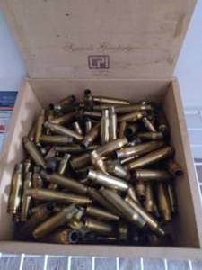 lot 163 image: Box Full of Used Rifle Ammo Shell Casings