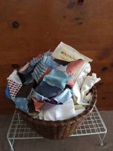 lot 191 image: Basket Full of Fabric for Sewing