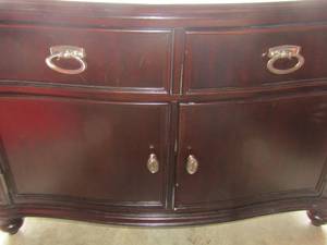 lot 24 image: BUFFET  With 2 drawers and 2 bottom doors, top has many scratches can be republished- 334818 has minor water damage to corner pictured