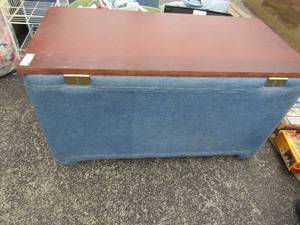 lot 26 image: Blue jean design storage trunk chest-- very nice- 224220