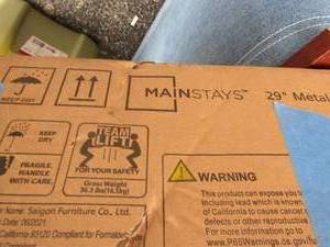 lot 27 image: 29 Mainstay 3 piece dining set with storage, espresso finish,   in original box not put together