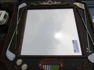lot 32 image: 1919 wall mirror framed with golf dcor