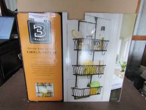 lot 42 image: 3 basket over the door organizer in original box, black in color
