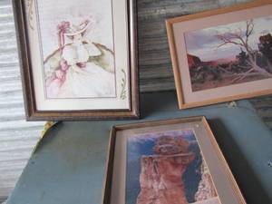 lot 69 image: 2015 framed mountain art-- 1520 framed tree art-- 2319 framed lady art qty 3 pieces