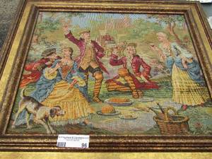 lot 96 image: 2 needle point framed women art- both 2226