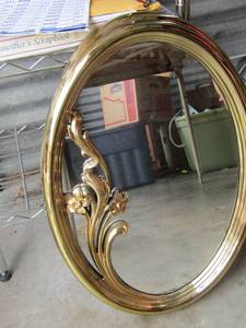 lot 123 image: 2115 oval gold framed bathroom mirrors qty 2