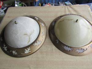 lot 125 image: 2 light fixture and cover with leaf design on sides, qty 2 wires inside for easy connection