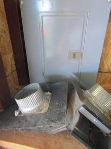 lot 61 image: 2 outdoor vent covers, fuse box with built in double plug outlet