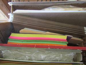 lot 105 image: office lot file folders, construction paper, laminating pouches and more