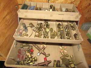 lot 125 image: Small tool box full of brass fittings all sizes