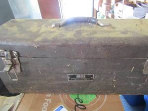 lot 134 image: metal tool box with refrigerant hoses inside