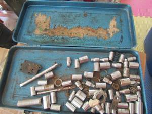 lot 137 image: small blue tool box with various size sockets