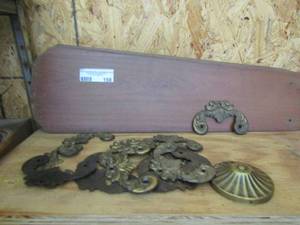 lot 158 image: fan blades for celling fan and brass ends