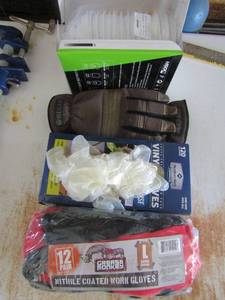 lot 181 image: painter mask, grease monkey gloves, disposable gloves and more