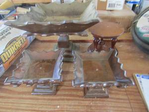 lot 226 image: brown wooden candy stands, nut dishes