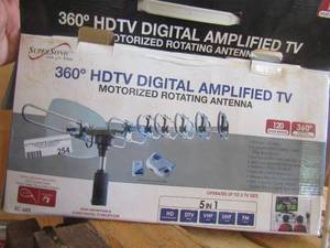 lot 254 image: super sonic 360 degree hd TV digital amplified TV rotating antenna appears unused