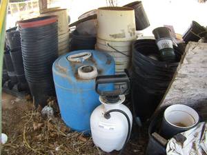 lot 296 image: several plastic pots plus sprayer