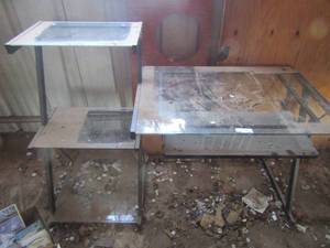 lot 307 image: glass top desk with shelves