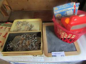 lot 313 image: toys vintage - view maste, r chalk board,  wire puzzle links