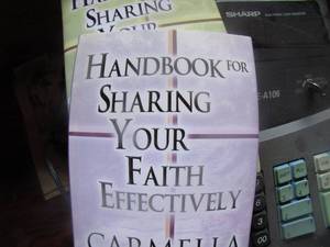 lot 323 image: books religion scriptures to live by, hand books for sharing your faith effectively, your healing door  all new