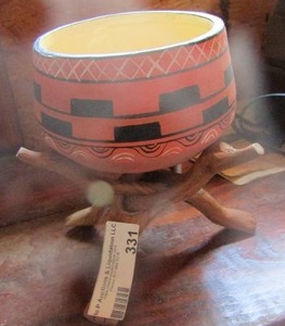 lot 331 image: Navajo bowl w3 legged stand