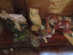 lot 338 image: animal figurines birds, pig, owl