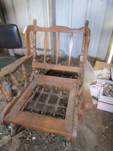 lot 357 image: wooden chair no cushion & office chair
