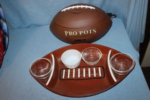 lot 176 image: Football Themed Slow Cooker and Football Party Tray Along wDipping Dishes