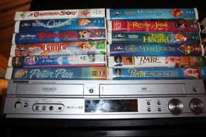 lot 84 image: Samsung DVD Recorder and VCR - DVD-VR320 wRemote and Selection of 12 VHS Tapes&nbsp