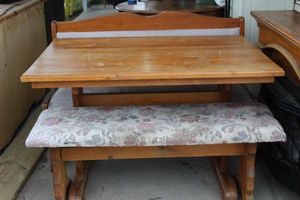 lot 36 image: Rectangle Table and Two Bench Seats as shown