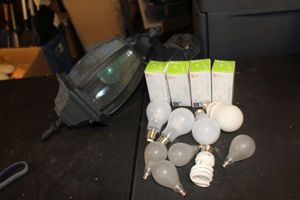 lot 277 image: Outdoors Light Fixture and selection of Light Bulbs
