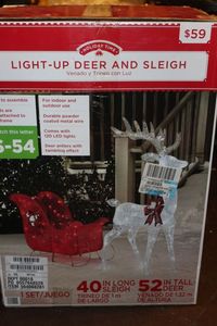 lot 278 image: Large outdoors Light up Reindeer and Sleigh Christmas Decor