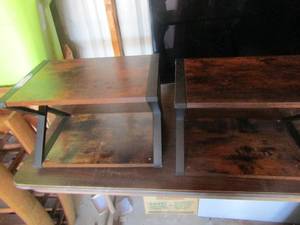 lot 4 image: Decorative wooden and metal side tables like new condition  11X 18X12  ( BW 1)