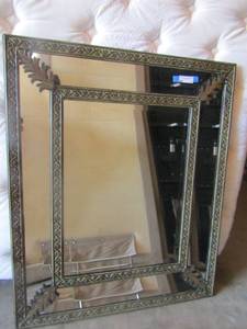 lot 11 image: large decorative wall mirror 45x37 (pecan murphy)