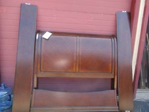 lot 13 image: Ashley Furniture Bed headboard, footboard side rails QUEEN SIZE   ( was used as a spare bedroom bed - rarely utilized) (BW 1)