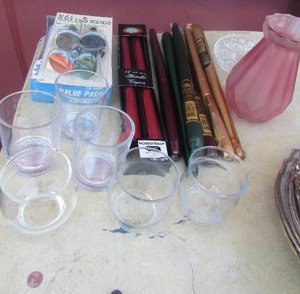 lot 35 image: Misc. lot includes candles, votive candle holders, place card holders NIP,