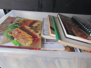 lot 63 image: Large lot of cook books all kinds soul food, seafood, Mexican and so much more and a few dessert books as well
