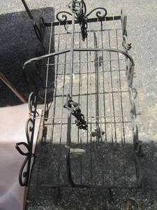 lot 76 image: POT RACK Black metal W  all hardware for hanging pots and pans,