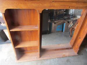 lot 77 image: dresser top mirror with nick knack storage ,42518 Needs cleaned in good condition