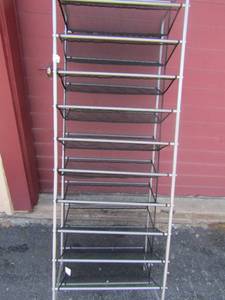 lot 85 image: 6 ft. tall black and grey shoe rack