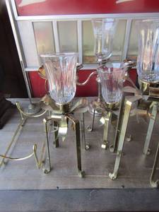 lot 96 image: various candle stands with glass tops, candle stick holder